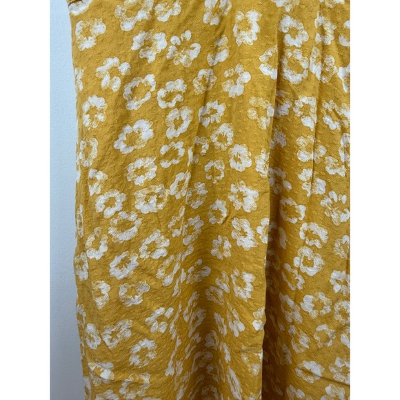 Lulus Mustard Yellow Floral Print Mini Dress Short‎ Sleeve Deep V Neck - Picture 3 of 10